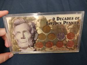 lot 59497 image: 9 Decades of Lincoln Pennies (9) Coin Set 1919-1994