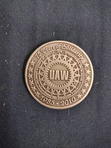 lot 59516 image: UAW 75 Years of Solidarity 1935-2010 bronze challenge coin