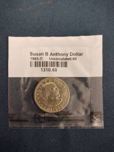 lot 59654 image: 1980-D Susan B. Anthony uncirculated dollar coin