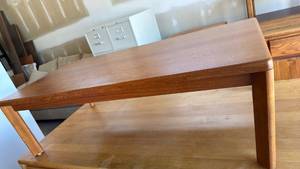 lot 309 image: Danish teak coffee table 16x53x26 some scratches located in garage