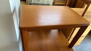 lot 319 image: Danish teak side table 20x29x20 good condition located in garage