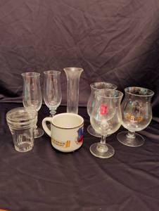 lot 1205 image: Glass and Belgian Beer Glass Collection with Duvel and Military Mug