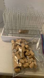 lot 1304 image: Glass Test Tubes for spices with Rack and Cork Stoppers