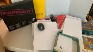 lot 1428 image: Office supplies pads, stapler, greeting cards, mouse and more