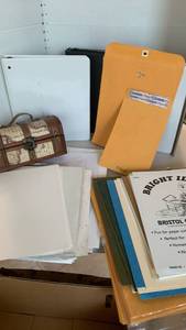 lot 1432 image: Wooden box, Paper, envelops, binders, folders and more