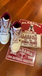 lot 1549 image: Alabama Crimson Tide 1992 National Champions Basketball Shoes with License Plates size No size listed but maybe 10.5