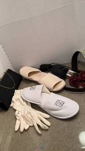lot 1579 image: Clutch purse, slippers, gloves and bow tie