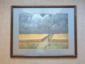 lot 1607 image: Framed Gray and Gold John Rogers Cox  print 28x36 in.