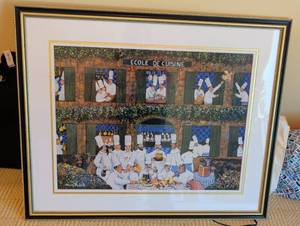lot 1614 image: Ecole de Cuisine French Chef School Framed Print 37x31in,