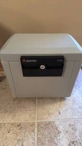 lot 2005 image: Sentry safe model 1170 with key 13x15x12 located in basement has walkout