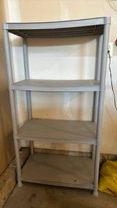 lot 3000 image: Gray Plastic 4-Tier Storage Shelving Unit - 4 ft tall