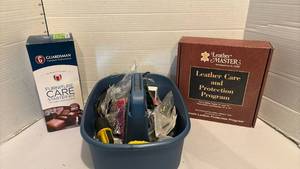 lot 3100 image: Furniture and Leather Care Kits and a tote with contents