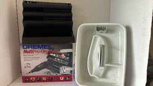 lot 3128 image: Dremel MultiPro Organizer and plastic tote with handle