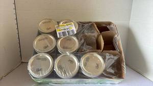 lot 3213 image: Partial box of canning jars with lids