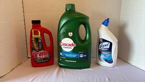 lot 3245 image: Household Cleaning Products Bundle - Drano, Cascade, Lysol