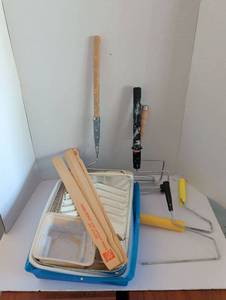 lot 3304 image: Paint Roller Set with Tray and Wood Stir Sticks