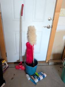 lot 3403 image: Cleaning supples with Mop, Bucket, Brushes and Supplies
