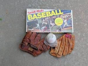 lot 3408 image: Baseball Gloves, Ball, and Strat-O-Matic Board Game Collection