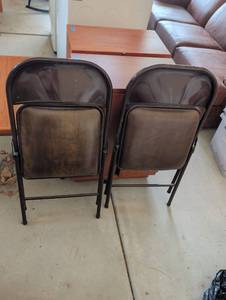 lot 3423 image: Metal Folding Chairs Set of 2