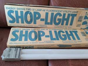 lot 3429 image: Shop-Light 48 Inch Two Lamp Fluorescent Utility Light Fixtures