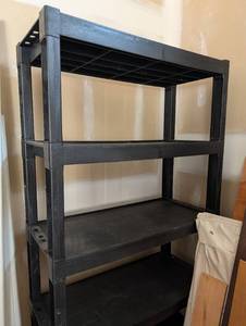 lot 3431 image: Black Plastic Utility Storage Shelving Unit