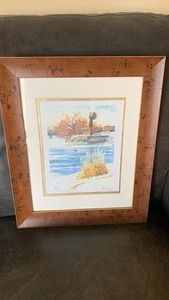 lot 1621 image: Signed by Kandy Tate Framed Watercolor Painting - Keeper of the Plains 18x14