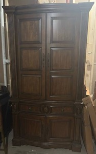 lot 52035 image: Large Dark Wood Entertainment Center Cabinet  Approx. 76x44- Retail $200