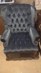 Blue Tufted Wingback Armchair with Nailhead Trim - Retail: $150