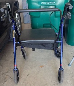 lot 52049 image: Blue Rollator Walker with Seat and Storage Bag - Retail $75