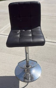 lot 52062 image: Black Leather Adjustable Bar Stool with Chrome Base - Retail $45