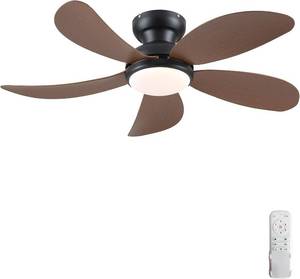lot 342093 image: PHORUS Low Profile Ceiling Fans with Lights and Remote,42 Small Flush Mount Ceiling Fans with Quiet Reversible DC Motor, Dimmable 3 CCT,Brown