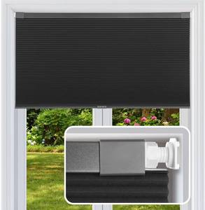 lot 101605 image: Cordless Cellular Shades, No Drill No Tools Honeycomb Window Blinds, Blackout Light Blocking Cellular Shades for Window, Thermal Insulation Blinds, Easy to Install, Black 34 W x 48 H