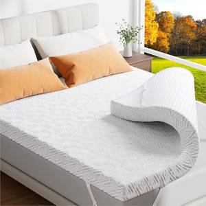 lot 101615 image: Memory Foam Mattress Topper - 3 Inch Gel Mattress Pad for Pressure Relief, Premium Soft Cooling Sleep Bed Topper, Non-Slip Design with Removable & Washable Cover (White, Full)