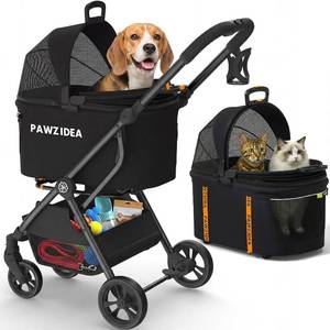 lot 101621 image: Retails for $150 PAWZIDEA 4-in-1 Pet Stroller for Small Medium Dogs & Cats, Foldable Dog Stroller with Detachable Carrier, Escape-Proof No-Zip Canopy, Lightweight Portable Travel Crate & Car Seat Combo, Storage Basket