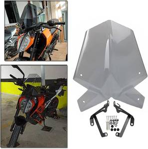 lot 101631 image: Motorcycle Windshield WindScreen Visor Viser Deflector for KTM Duke 125 390 2017 2018 2019 2020 2021 Duke125 Duke390 Accessories (Light Smoke)