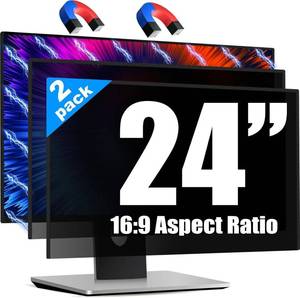 lot 101636 image: Magnetic 2 Pack Invisible Hidden Design Computer Privacy Screen Filter 24 Inch for Frameless Monitor 169 Aspect Ratio, Removable Anti Glare Blue Light Protector, Double Sided Reversible Eye Care Film