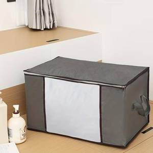 lot 201497 image: Large 90L Storage Bag with Zipper Quilted Design Clear Front Window Carry Handles Stackable for Closet and Bedding, 35L, 1PC