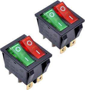 lot 201509 image: 2pcs KCD4 Red Green Light 6P Terminals ONOff Double SPST 2 Way Snap in Boat Rocker Switch - AC 250V 16A