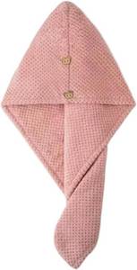 lot 201510 image: 1pcSolid Color Hair Towel Textured Dry Hair Cap Absorbent Hair Towel Wrap for Button-Down Women(Pink)