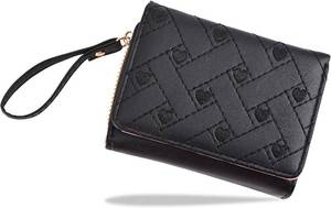 lot 201514 image: Wallet Women, Cute Black Ladies Girls Wallet, Love Heart Trifold Wallets Woman Business Credit Card Holder with Zipper Purse Pocket for Lovers ID Cards Cash Coin Key (Pink)