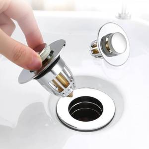 lot 301470 image: 2 Pack Pop Up Bathroom Sink Drain Strainer Fits 1.06-1.65 Holes, Anti Clogging Drain Strainer