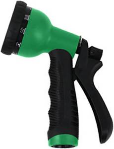 lot 301471 image: Garden Hose Nozzle Adjustable Watering Patterns Heavy Duty High Pressure Water Gun for Watering Plants Washing Cars Showering Pets Home Use (Green 10 Models)