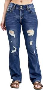 lot 301482 image: Plus Size Ripped Distressed Bootcut Jeans Curvy Women-High Waist Stretch Hole Jeans Flare Denim Pants