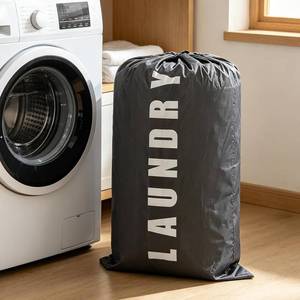 lot 301488 image: 1PCS Travel Laundry Bag, Large Capacity Dirty Clothes Organizer with Drawstring Closure, Machine Washable Laundry Sack, Gray
