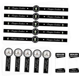 lot 301507 image: 1x9 Inch Safe Secure Tamper Evident Seals for Drink Lids with Tamper Evident Food Package Stickers 350 Pcs Food Delivery Stickers Sealed for Freshness Labels Drink Food Coffee Seal Stickers (Black)