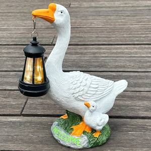 lot 401410 image: Solar Porch Goose Statue, Outdoor Goose Decor with Lantern for Yard Lawn Patio Balcony, Birthday Christmas Housewarming Gifts for Mom, Grandma, Women,12 Inch,Resin