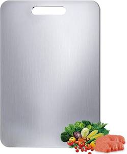 lot 401414 image: Stainless Steel Cutting Board, 15.3 x 11 inch Dura Cutting Board for Kitchen, 304 Stainless Chopping Board for Meat, Fruit and Vegetables