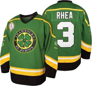 lot 401418 image: 3 Ross The BOSS Rhea St Johns Shamrocks Jerseys with EMHL Patch Hockey Jersey for Men