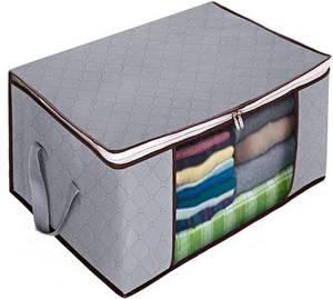 lot 401438 image: SNEEKE Cotton Quilt Storage Bag, Large Capacity Moving Printing Non-Woven Quilt Organizing Box, Foldable Household Clothes Storage Bag