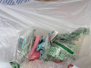 lot 311437 image: 15 Item Mystery Bag (misc. makeup, phone accessories, electronics, hug toys, stuffed animals, keychains, household items, etc.)